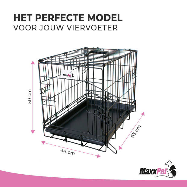 MaxxPet Hondenbench opvouwbaar - auto - bench voor honden - hondenren - 63x44x50cm