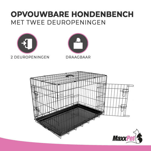 MaxxPet Hondenbench opvouwbaar - auto - bench voor honden - hondenren - 63x44x50cm