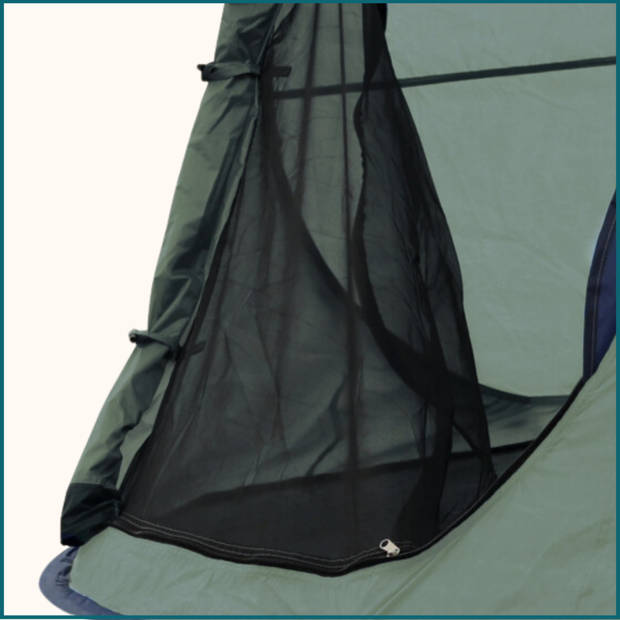 HIXA Pop-Up Tent - Groen - 1 persoons - festival - Met Tentharingen - en Slaapzak - en Luchtbed - 220x120x95cm