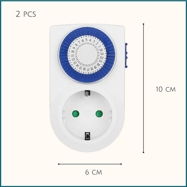 HIXA Tijdschakelaar - Stopcontact - Analoog - Binnen - Handschakelaar - Handmatig - 2 Stuks - 10 x 7 x 6 cm