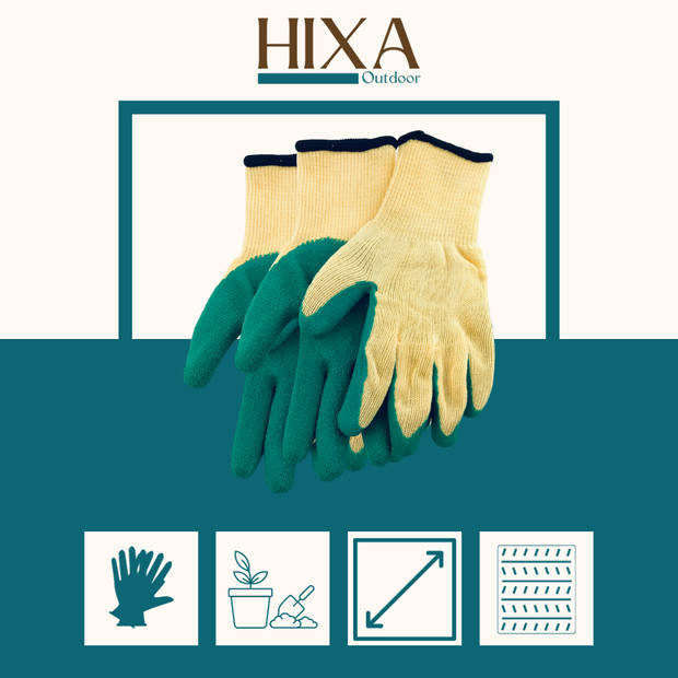 HIXA Tuinhandschoenen - 2 Stuks - Extra Grip - Latex - Groen - One Size - Werkhandschoenen