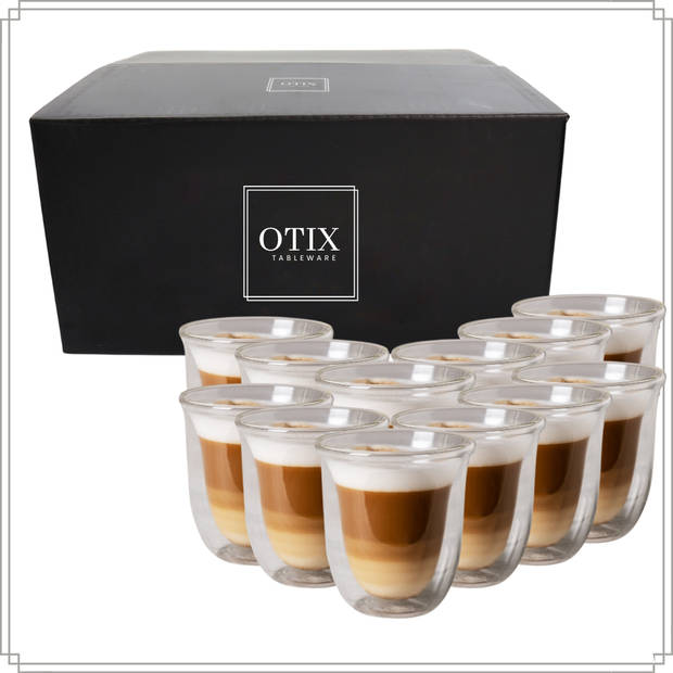 OTIX Dubbelwandige Glazen - Koffie - Koffietassen - Transparant - 12 stuks - 200ml