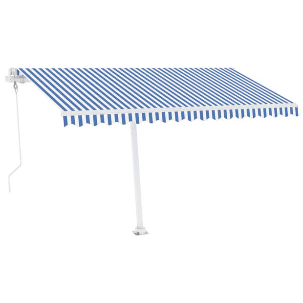 vidaXL Luifel met LED en windsensor elektrisch 400x300 cm blauw en wit