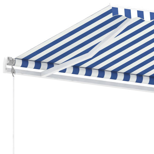 vidaXL Luifel met LED en windsensor elektrisch 400x300 cm blauw en wit