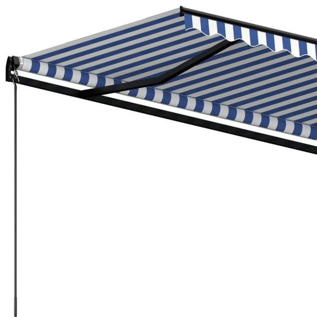 vidaXL Luifel handmatig uittrekbaar 500x350 cm blauw en wit