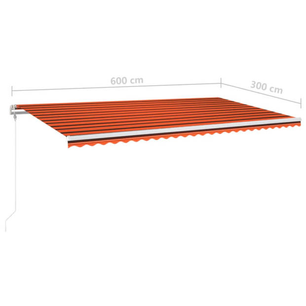 vidaXL Luifel automatisch met LED windsensor 600x300 cm oranje bruin