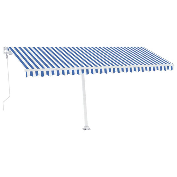 vidaXL Luifel automatisch met LED en windsensor 500x300 cm blauw wit