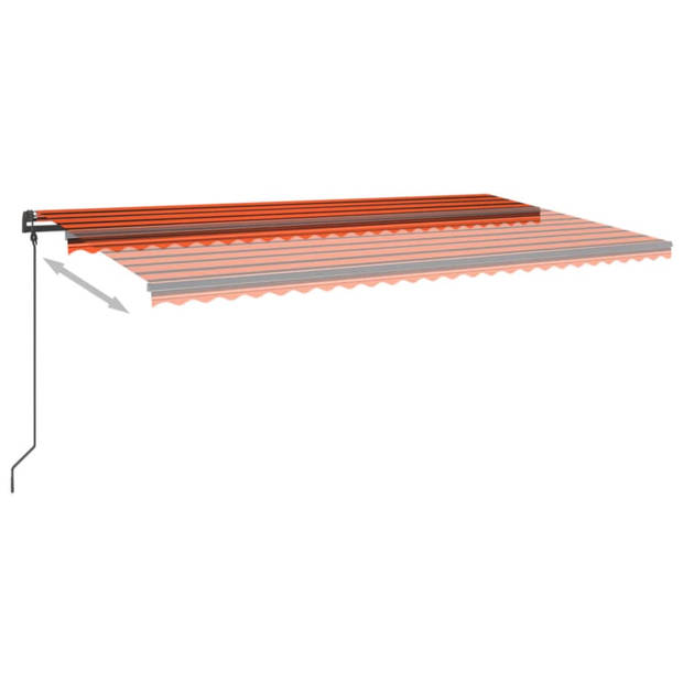 vidaXL Luifel handmatig uittrekbaar met LED 6x3 m oranje en bruin