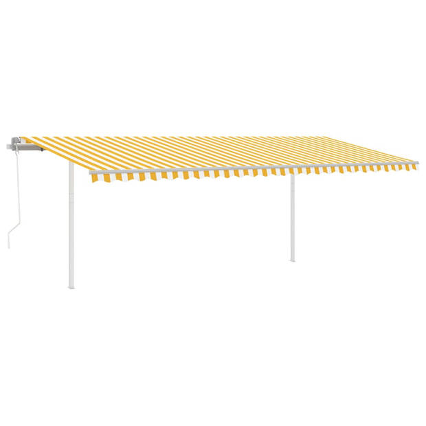 vidaXL Luifel automatisch uittrekbaar met palen 6x3 m geel en wit