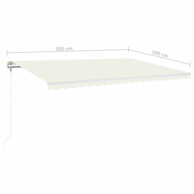 vidaXL Luifel automatisch met LED en windsensor 500x300 cm crèmekleur