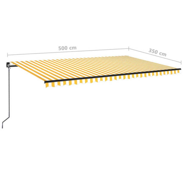 vidaXL Luifel handmatig uittrekbaar 500x350 cm geel en wit