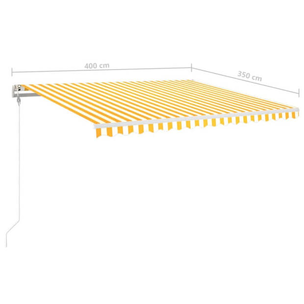 vidaXL Luifel automatisch met LED en windsensor 400x350 cm geel en wit