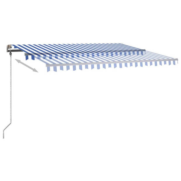 vidaXL Luifel handmatig uittrekbaar met LED 400x300 cm blauw en wit