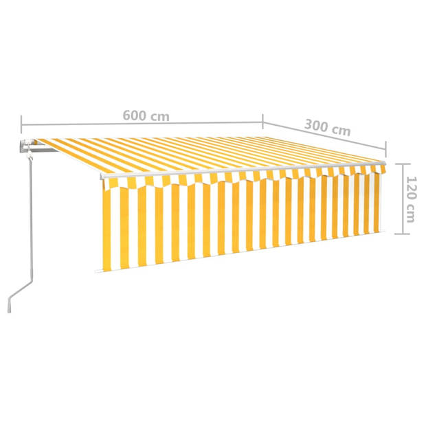 vidaXL Luifel automatisch rolgordijn LED windsensor 6x3 cm geel wit