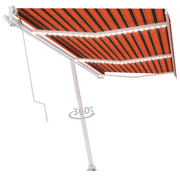 vidaXL Luifel automatisch met LED windsensor 600x350 cm oranje bruin