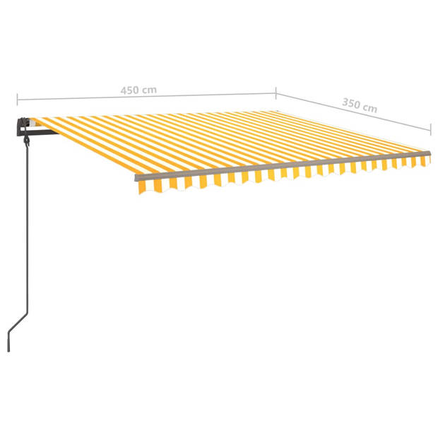 vidaXL Luifel handmatig uittrekbaar met palen 4,5x3,5 m geel en wit