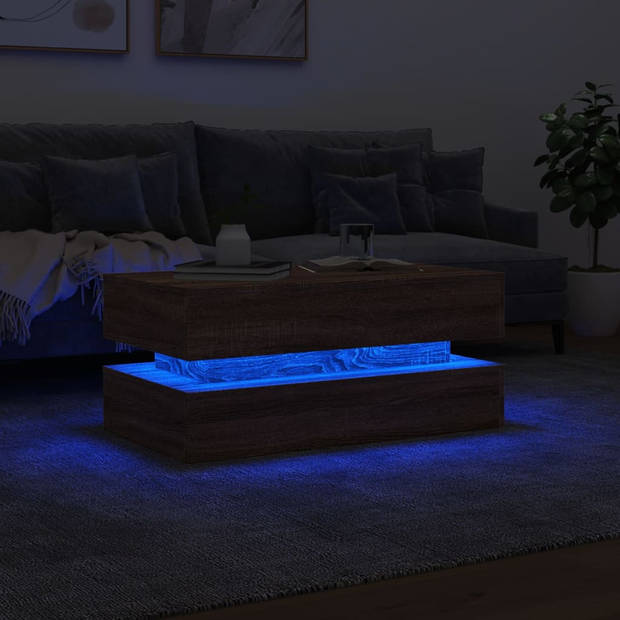 vidaXL Salontafel met LED-verlichting 90x50x40 cm bruineikenkleurig