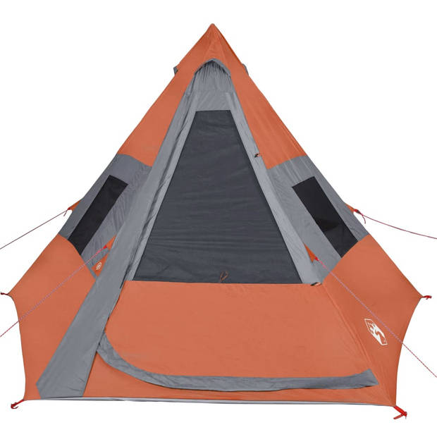 vidaXL Tent 7-persoons waterdicht verduisterend stof grijs en oranje