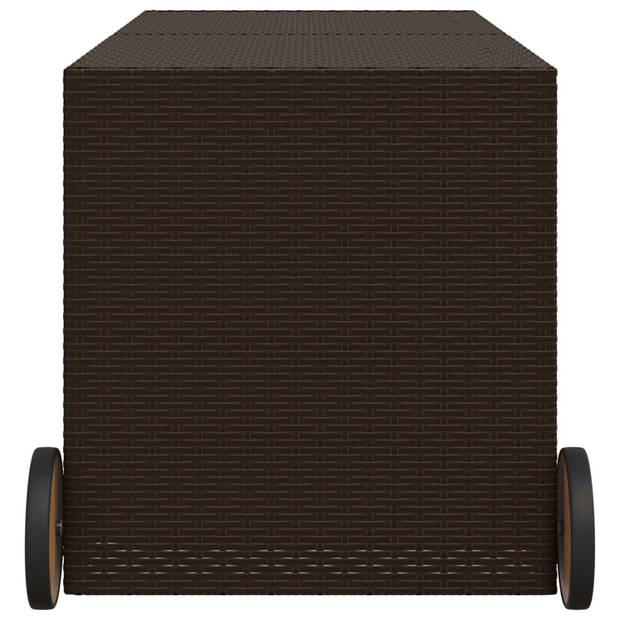 VidaXL Tuinbox met wielen 283 L poly rattan bruin