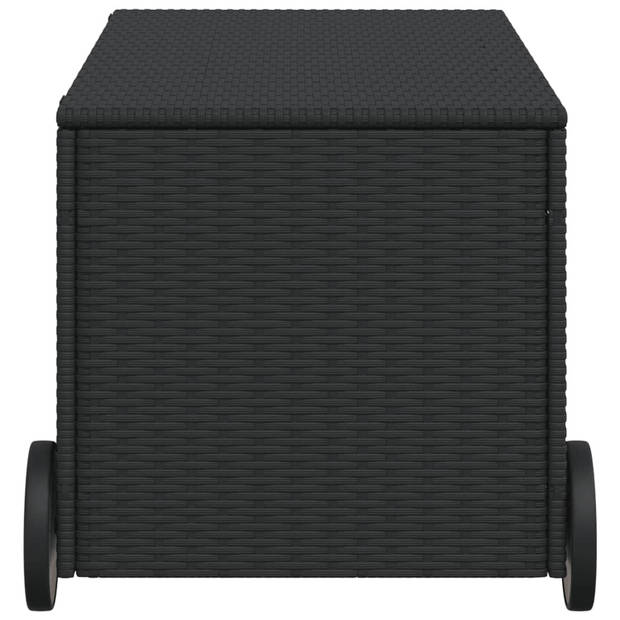 vidaXL Tuinbox met wielen 190 L poly rattan zwart