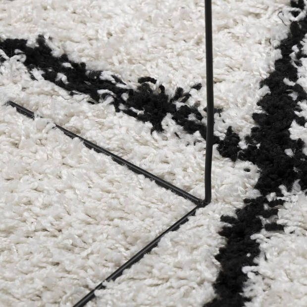 vidaXL Vloerkleed PAMPLONA shaggy hoogpolig 100x200 cm crème en zwart