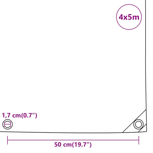 vidaXL Dekzeil 650 g/m² 4x5 m antracietkleurig