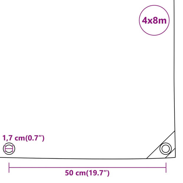 vidaXL Dekzeil 650 g/m² 4x8 m antracietkleurig