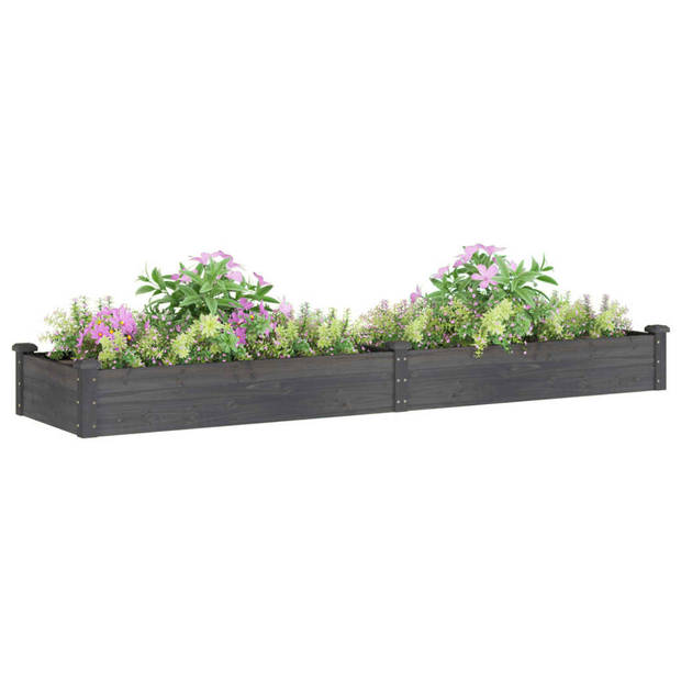 vidaXL Plantenbak verhoogd met voering 240x60x25 cm vurenhout grijs