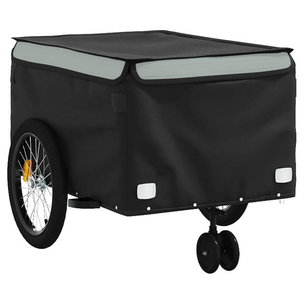 vidaXL Fietstrailer 45 kg ijzer zwart en grijs