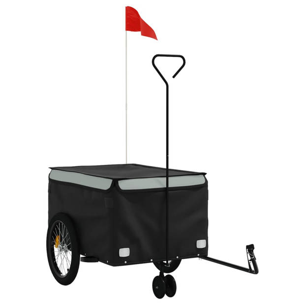 vidaXL Fietstrailer 45 kg ijzer zwart en grijs