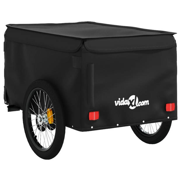 vidaXL Fietstrailer 45 kg ijzer zwart