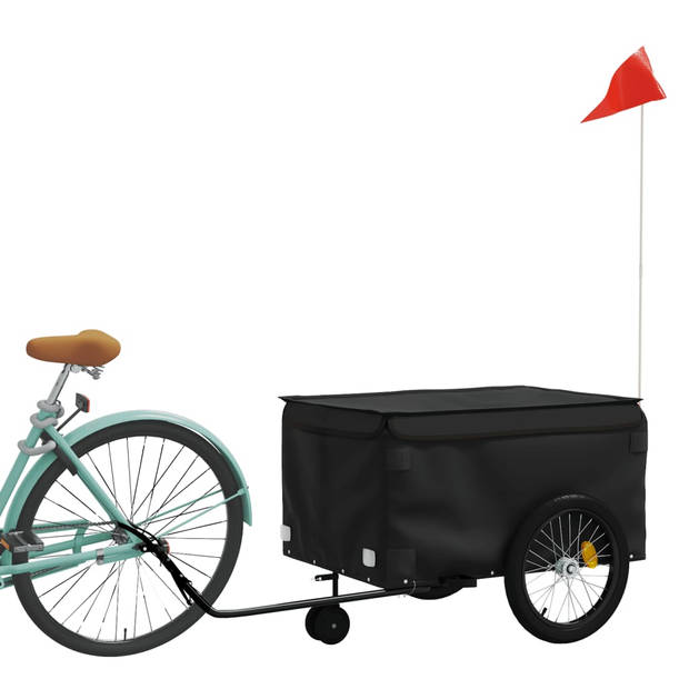 vidaXL Fietstrailer 45 kg ijzer zwart