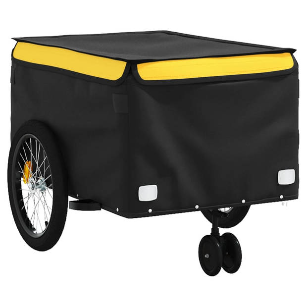 vidaXL Fietstrailer 45 kg ijzer zwart en geel