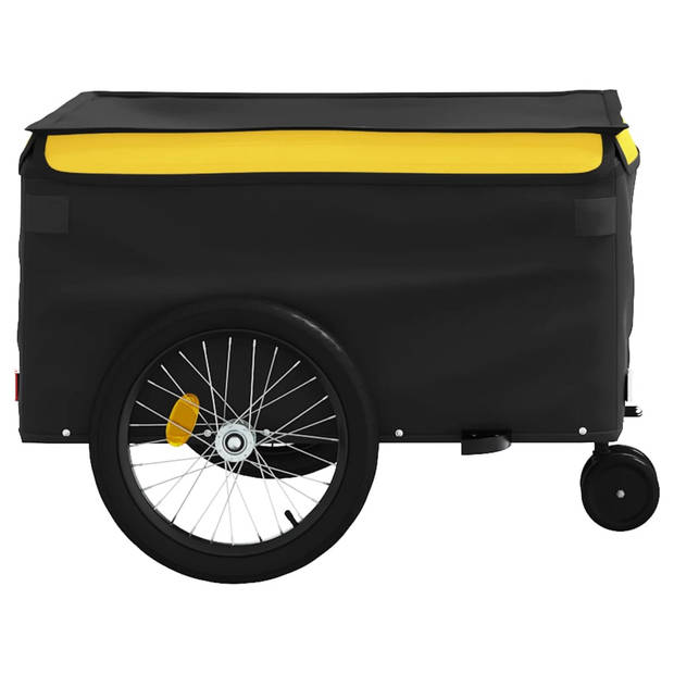 vidaXL Fietstrailer 45 kg ijzer zwart en geel