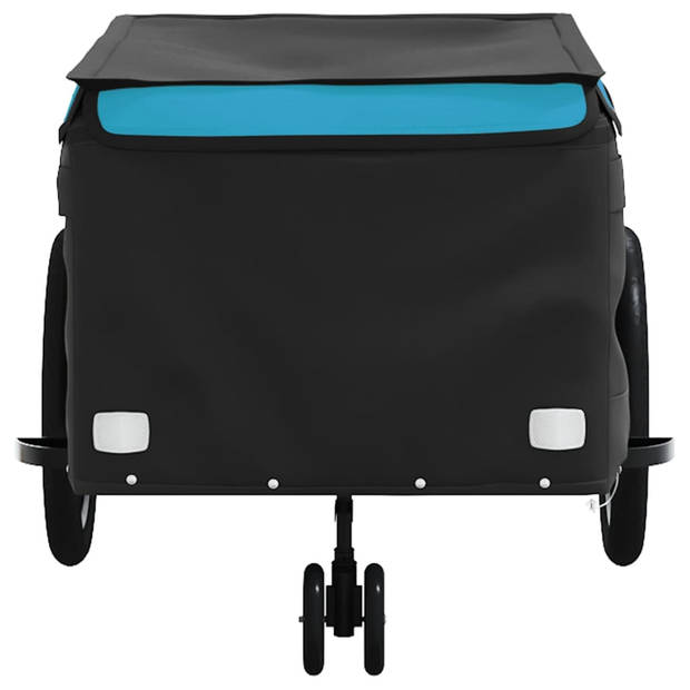 vidaXL Fietstrailer 45 kg ijzer zwart en blauw