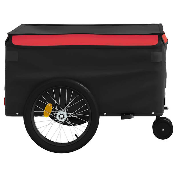 vidaXL Fietstrailer 45 kg ijzer zwart en rood