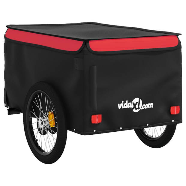 vidaXL Fietstrailer 45 kg ijzer zwart en rood