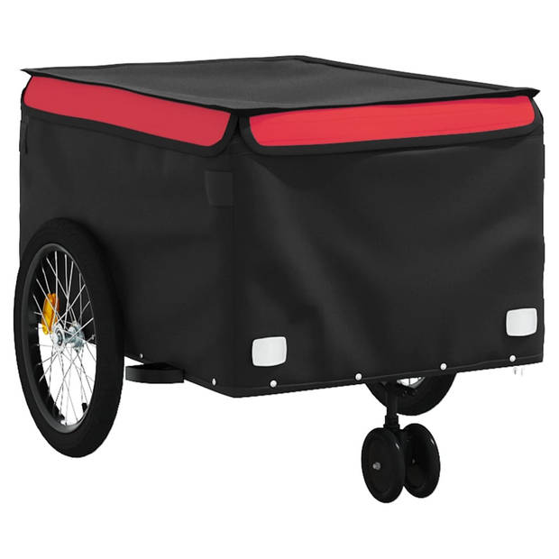 vidaXL Fietstrailer 45 kg ijzer zwart en rood