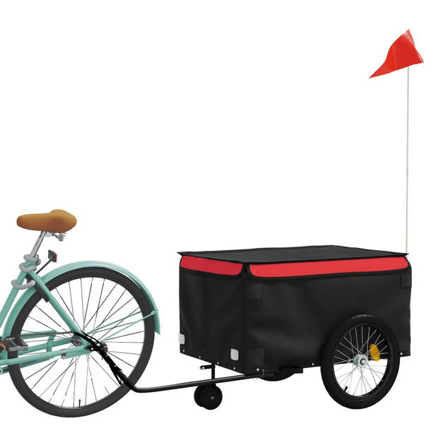 vidaXL Fietstrailer 45 kg ijzer zwart en rood