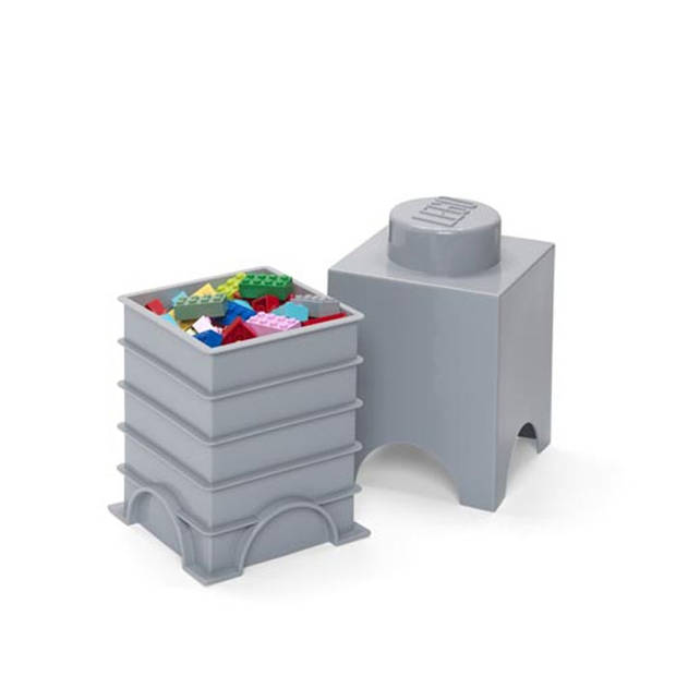 LEGO - Vierkante LEGO-Opbergdoos, 1,2 liter, Grijs - Polypropyleen - LEGO