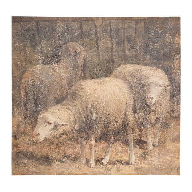 Clayre & Eef Schilderij 50x3x50 cm Bruin Canvas Schaap Bruin