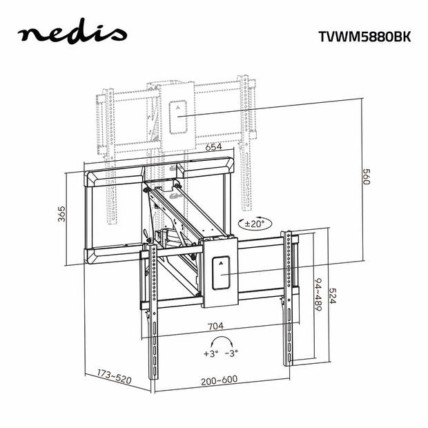 Nedis Gemotoriseerde TV-Muurbeugel - TVWM5880BK