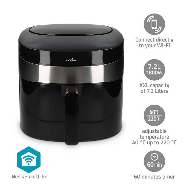 Nedis SmartLife Heteluchtfriteuse - KAAF180BKW