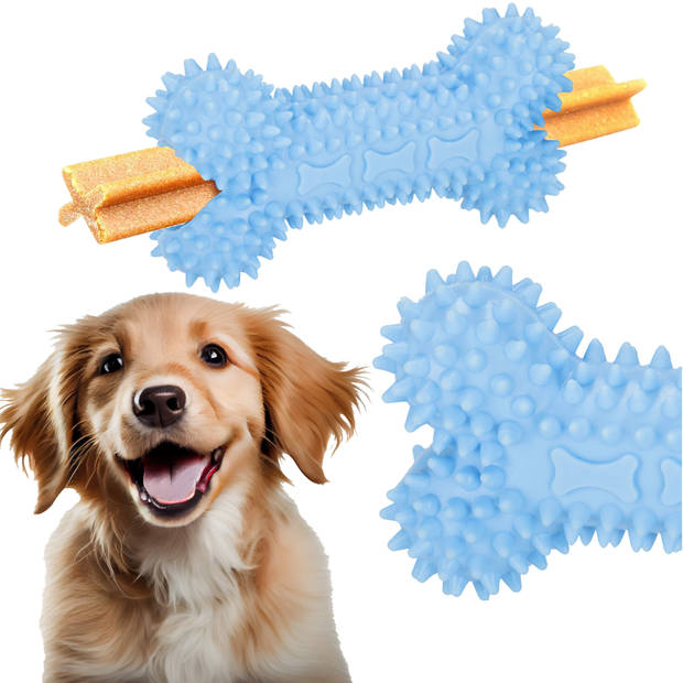 Springos Hondenspeelgoed - Kauwbeen - Apporteren -Honden - Speeltje -Blauw - Rubber