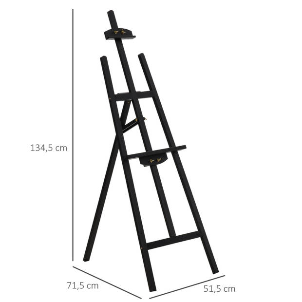 Schildersezel - Schilderen - Inklapbaar - Zwart - 51,5 x 71,5 x 134,5 cm