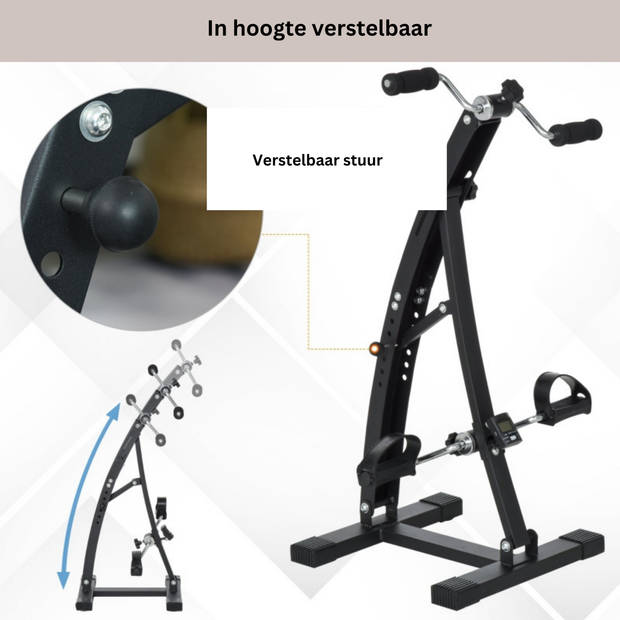 Hometrainer senioren - Fietstrainer - Fitness - Zwart - 41 x 50 x 96cm