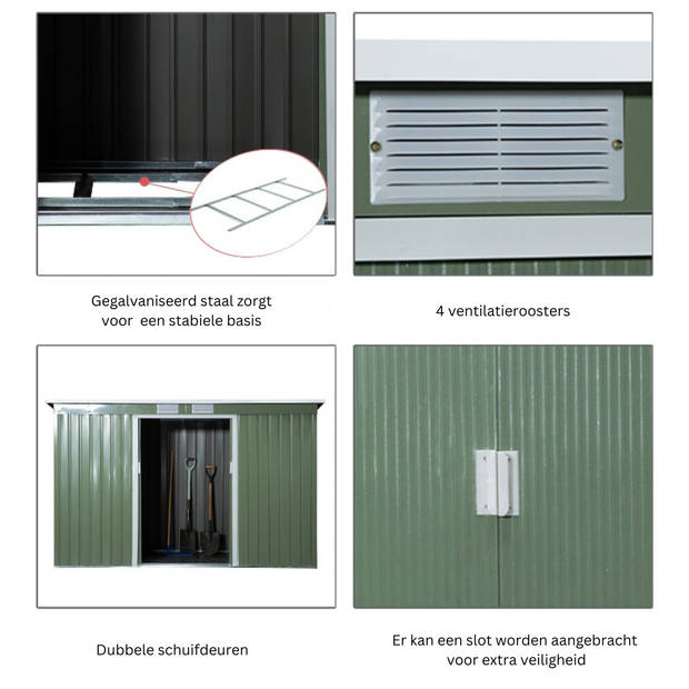 Tuinkast- Opbergkasten met deuren - Tuinhuis - Tuinschuur - Schuur voor gereedschap - 280 x 130 x 172 cm