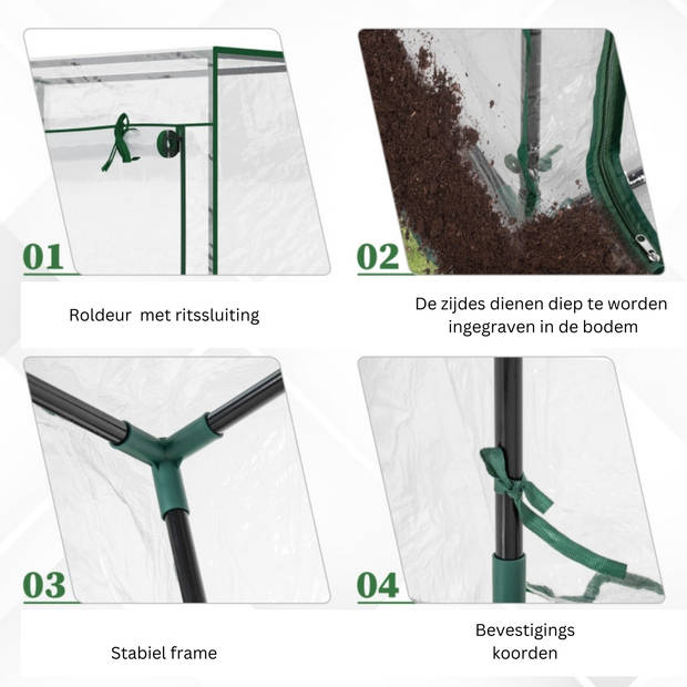 Broeikas - Foliekas - Kweekkas - Tuinkas - Kweektent - Kas - Groen - 100 x 50 x150cm