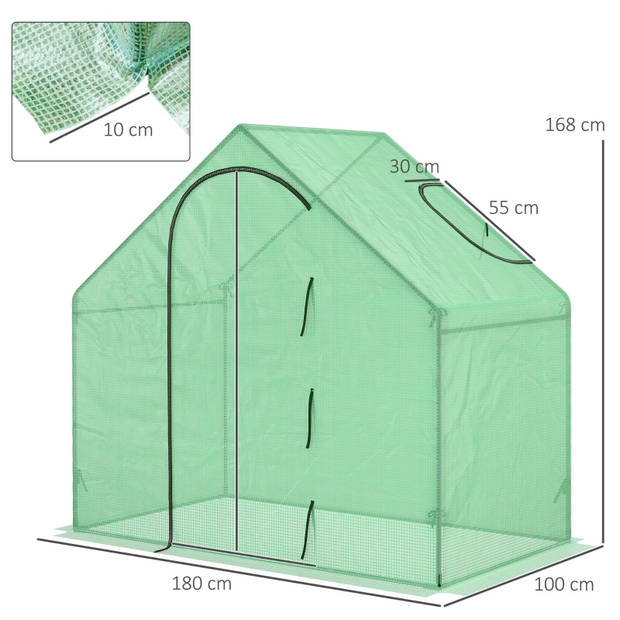 Broeikas - Foliekas - Kweekkas - Tuinkas - Kweektent - Kas - Groen - 180 x 100 x 168 cm