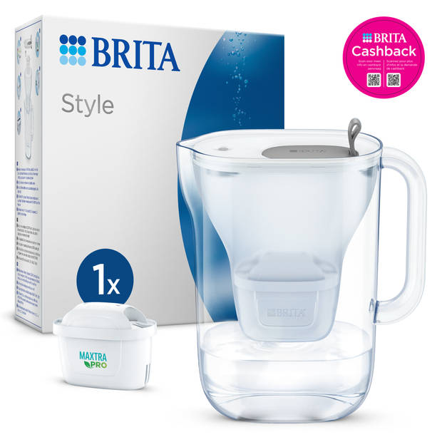 BRITA Waterfilterkan Style Cool 2,4L Grijs incl. 1 MAXTRA PRO Waterfilter (SIOC - Duurzaam verpakt))